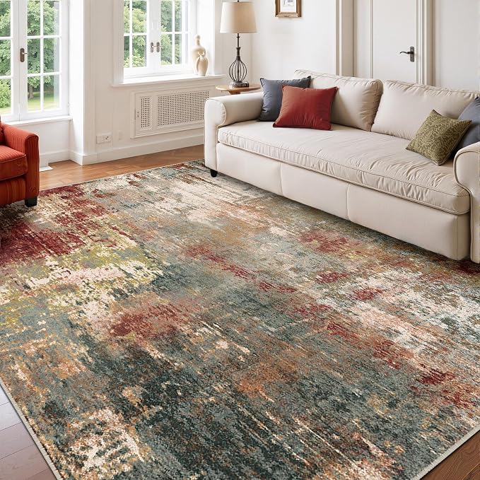 RELEANY Washable Area Rugs 8'x10' Non-Slip Modern Abstract Soft - Image 8