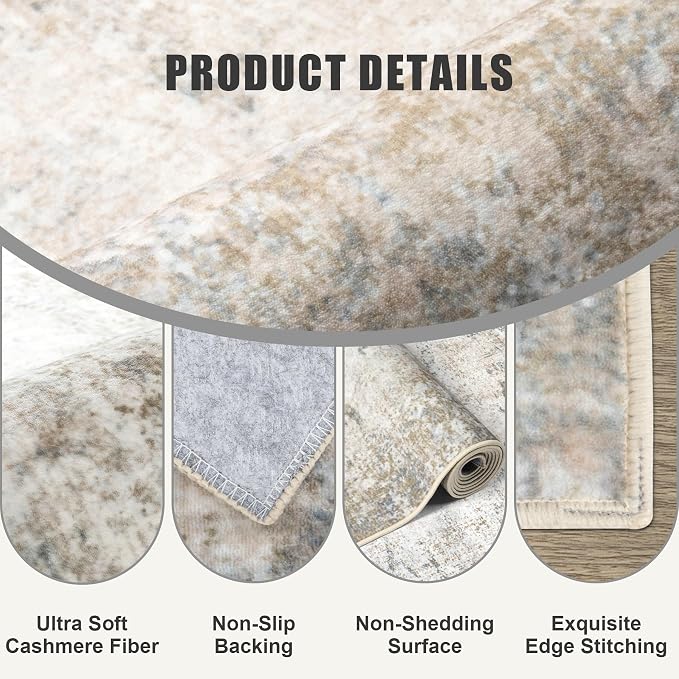 Washable Area Rug 2x3 Entryway Rug: Washable Modern Abstract Soft Thin Rug - Image 6