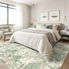 6x8 Area Rug Living Room: Washable Large Abstract Soft Green Rug Stain - Image 4