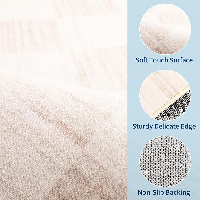 GarveeHome Beige Checkered Rug, Washable 3x5 Rug Non Slip - Image 5
