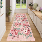 DUKINO 3x8 Washable Runner Rug, Soft Indoor Floral Non Slip Long Runner Rug by DUKINO
