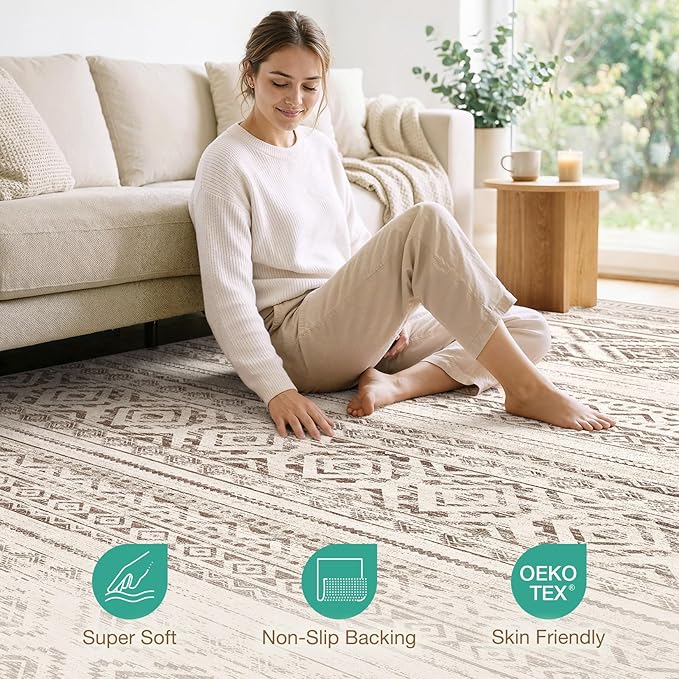 cotiled 5x8 Area Rugs Living Room Rug: Washable Boho Rugs - Image 5