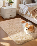 Ophanie Small Rug Washable Non Slip Throw Bedside Area Rugs, Fluffy Soft Beige by Ophanie