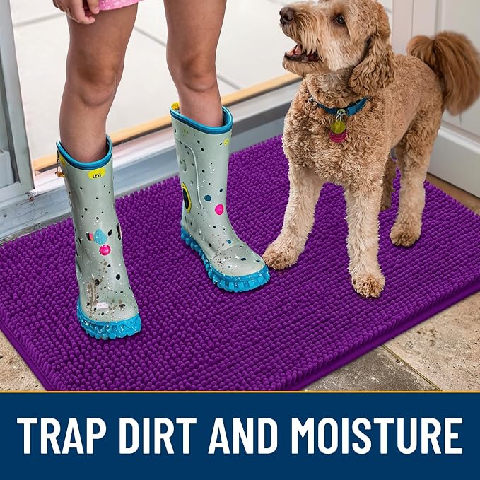 Smiry Dog Door Mat for Muddy Paws 36x24, Absorbent Dirt Trapper, Non-Slip - Image 3