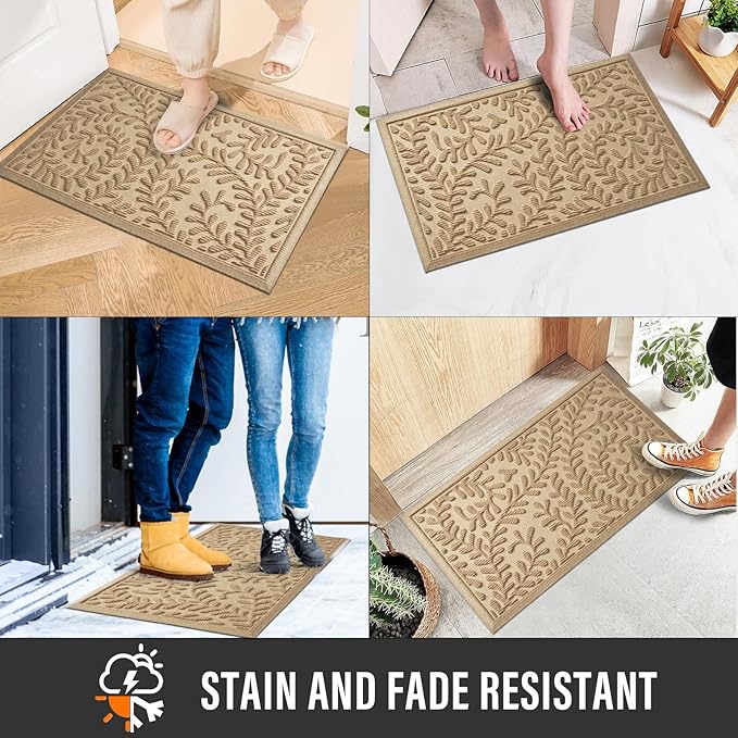 HIYARD Front Door Mat, Absorbent Dirt Trapping Welcome Door Mat Indoor Outdoor - Image 4