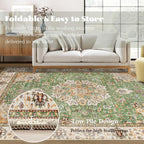 Area Rug 6x9 Washable Rug, Vintage Boho Medallion Rugs Non-Slip Soft Low Pile - Image 6