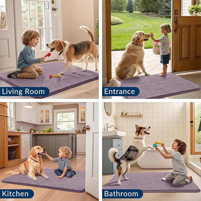 Smiry Dog Door Mat for Muddy Paws 30x20, Absorbent Dirt Trapper, Non-Slip - Image 7