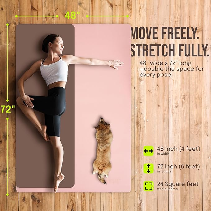 Gogokiwi Large Yoga Mat – 1/4" & 1/2" Thick Exercise Mats - Image 3