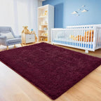 Burgundy Shag Area Rug for Bedroom, 4x6 Fluffy Shaggy Rugs for Living Room Kids - Image 4