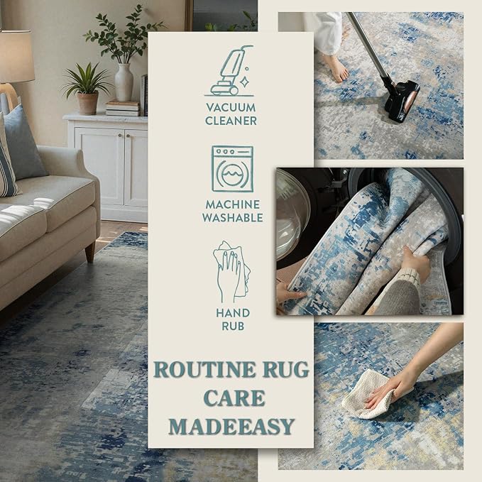 Lahome Modern Abstract Area Rug 4x6, Washable Living Room Rug - Image 5