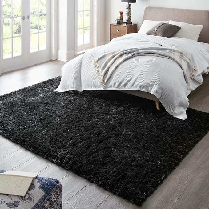 Ophanie 6x9 Black Rugs for Living Room, Large Fluffy Shag Fuzzy Plush Soft Area - Image 3
