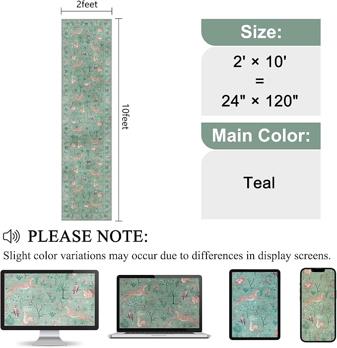 DUKINO 2x10 Rug for Hallway, Washable Kitchen Runner Rug - Image 2