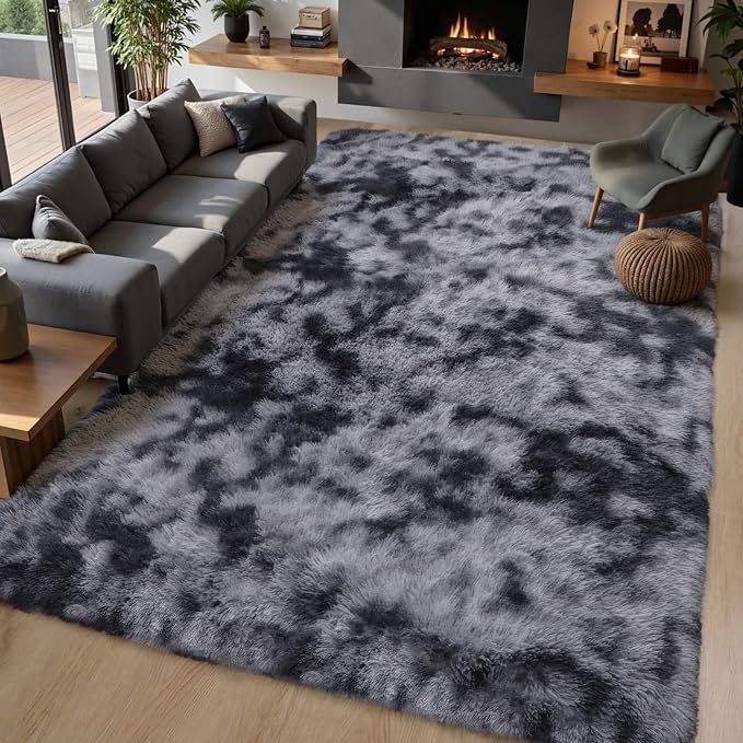 Grey Fluffy 8x10 Large Area Rugs - Image 6