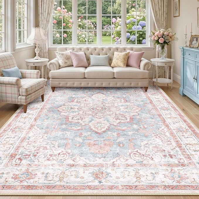 CAPALOCA Machine Washable Rugs Nursery Rug 7x9 Cute Girl Non Slip Low Pile - Image 3