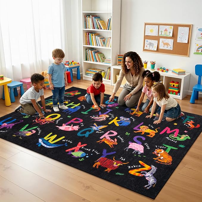 4x6 ABC Classroom Rug for Kids Playroom, Alphabet Rug - Image 3
