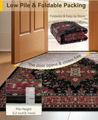 RELEANY Area Rugs Square 6ft Washable Non-Slip, Floral Vintage Distress - Image 3