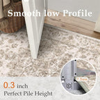 2x3 Washable Neutral Area Rug Brown Vintage Entryway Kitchen Carpet Non-Slip - Image 8