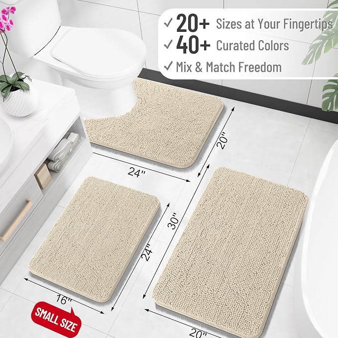 OLANLY Bathroom Rugs 35x24, Extra Soft Absorbent Chenille Bath Rugs, Rubber - Image 2