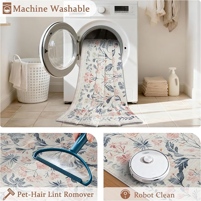 5x7 Area Rugs Washable Rug: Boho Living Room Rug Soft Non-Slip Low Pile Carpet - Image 4