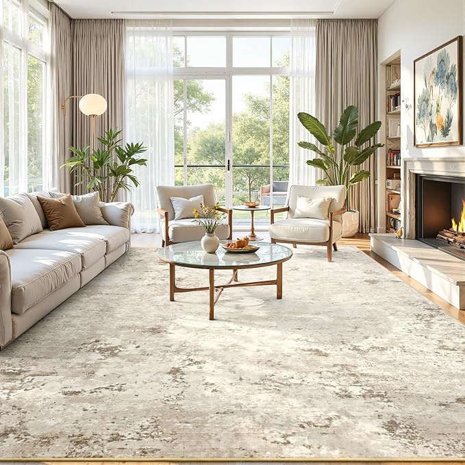 Toneed Abstract Area Rug 7x10 Modern Washable Rug Soft Non Slip Rug Low Pile - Image 3