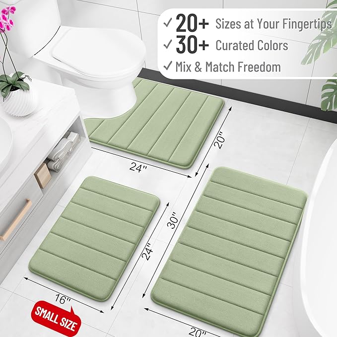 OLANLY Memory Foam Bath Mat 40x24, Super Soft Absorbent Bathroom Rugs, Quick Dry - Image 2
