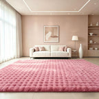 Dusty Rose Rabbit Plush Rug 6'x9', Fluffy Faux Fur Shaggy Area Rug - Image 3
