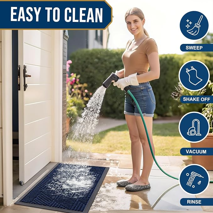 Smiry Front Door Mat Outside Entrance, Heavy Duty Sturdy Natural Rubber Doormat - Image 6