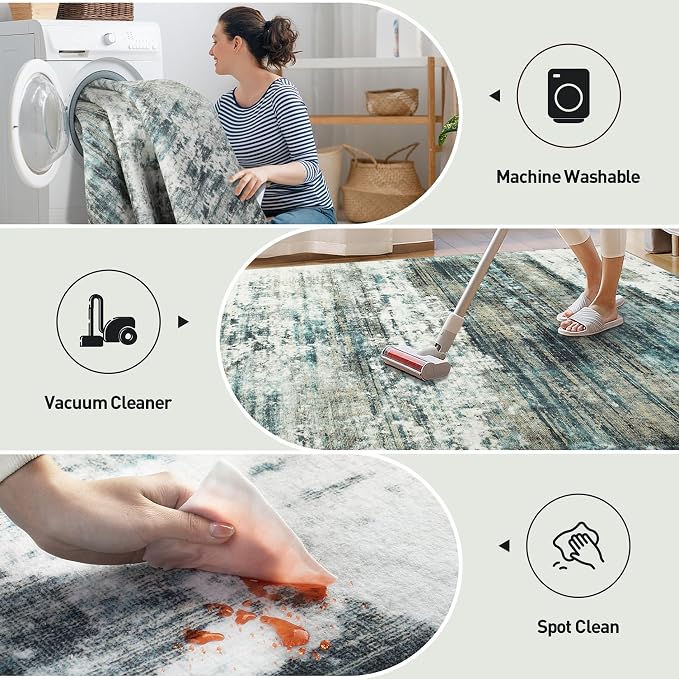 5x7 Area Rugs Washable Rug: Modern Abstract Living Room Rug Soft Anti-Skid Thin - Image 4
