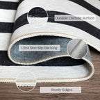 Black and White Striped Entry Rug - Image 2