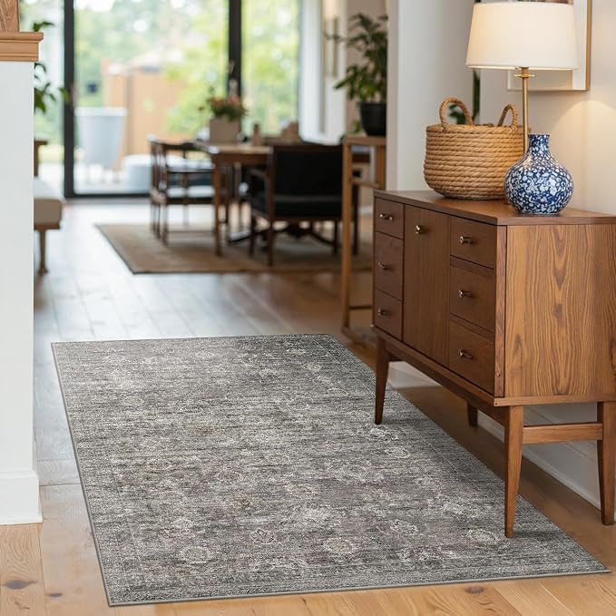 Rugxara 3x5 Rug for Entryway Bedroom, Vintage Retro Boho Throw Rug, Non Slip & - Image 4