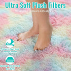 PAGISOFE 3x5 Fluffy Vibrant Rainbow Rug, Bedside Preppy Dorm Area Rug - Image 3