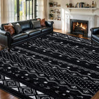 SERISSA 7x9 Area Rugs for Living Room, Washable Non-Slip Black and White Boho by SERISSAHomeDecorCollection