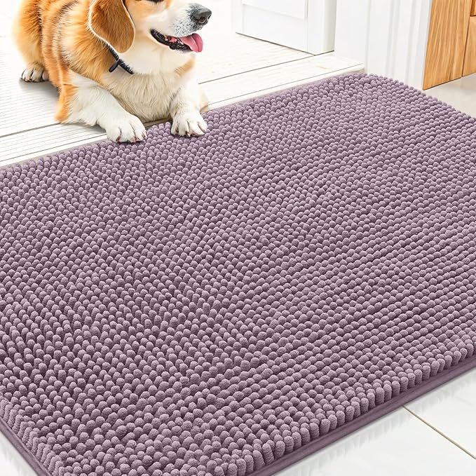 Smiry Dog Door Mat for Muddy Paws 30x20, Absorbent Dirt Trapper, Non-Slip by Smiry