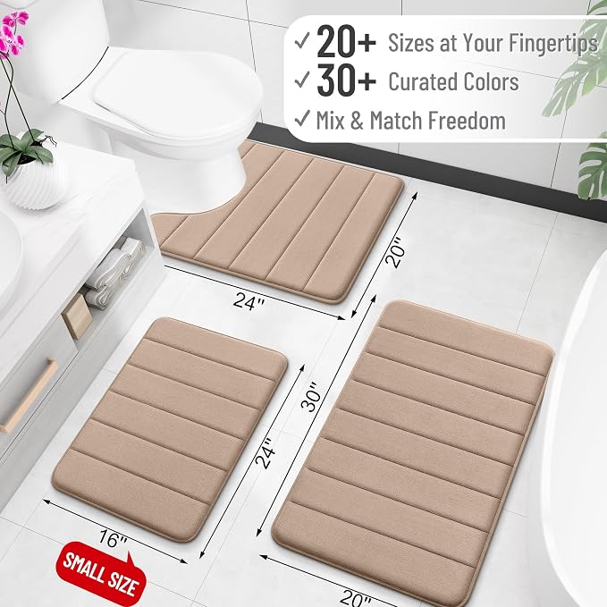 OLANLY Memory Foam Bath Mat 35x16, Super Soft Absorbent Bathroom Rugs, Quick Dry - Image 2