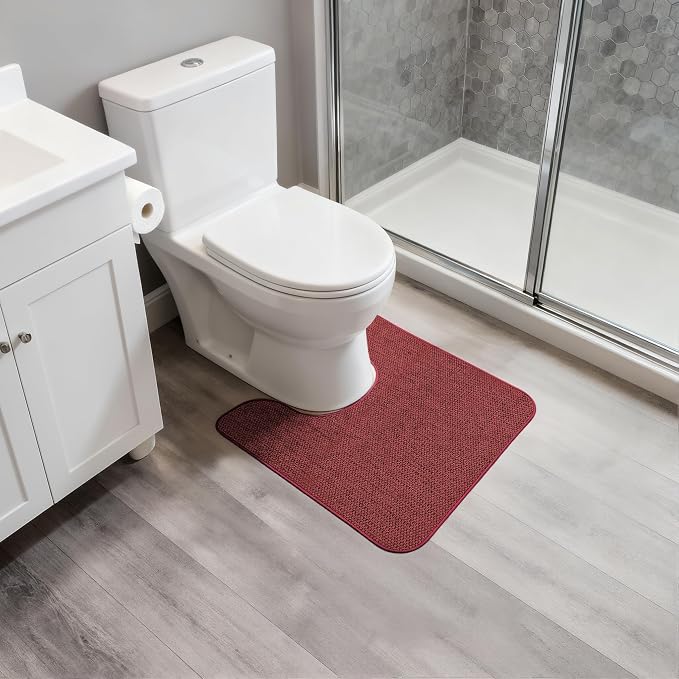 Bosap Toilet Rugs U Shaped Bathroom Rug, Machine Washable Non Slip Quick Dry - Image 6