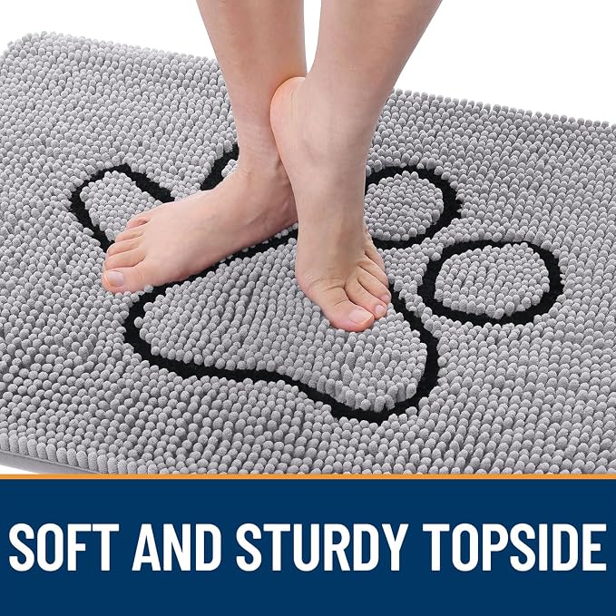 OLANLY Dog Door Mat for Muddy Paws 36x24, Paw Print Design, Absorbs Moisture - Image 4
