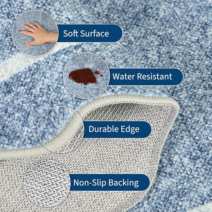 GarveeHome Scalloped Round Area Rugs, Washable Small Round Rug 3ft Non-Slip - Image 4