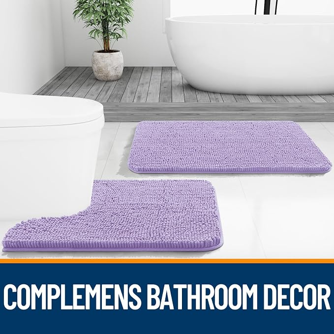 OLANLY Bathroom Runner Rugs 47x20, Soft Absorbent Chenille Bath Rugs, Rubber - Image 7