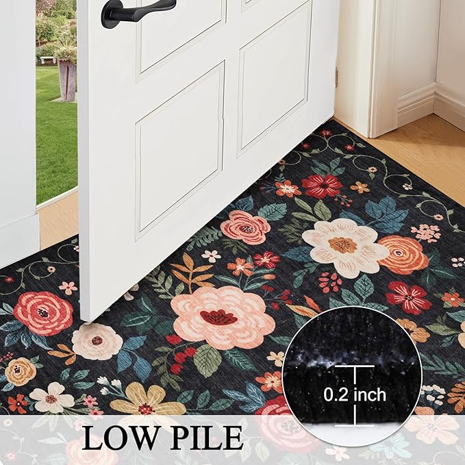 DUKINO 5x8 Area Rug for Living Room, Washable Lightweight Non Slip Floral - Image 7
