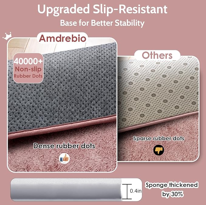 Amdrebio Blush Pink Area Rugs for Girls Bedroom, Fuzzy Furry Fluffy Kawaii Rugs - Image 5