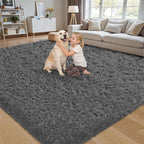 4x6 Area Rug for Living Room:Ultra Soft Fluffy Shag Dark Grey Rugs, Large Fuzzy - Image 3