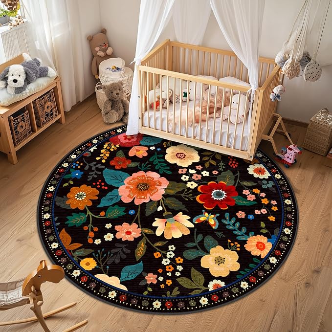 RELEANY Floral 6ft Area Rugs Washable Print Boho Cute Carpet Non Slip Flower - Image 8
