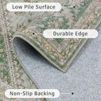 DCX Green 5x7 Area Rug, Machine Washable Non Slip Stain Resistant Vintage Rug - Image 5