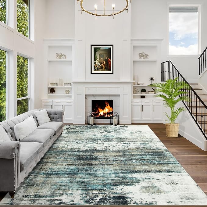 5x7 Area Rugs Washable Rug: Modern Abstract Living Room Rug Soft Anti-Skid Thin by GENTDRIZZ