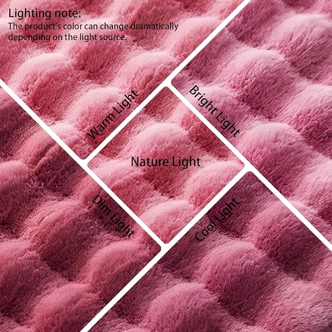 Dusty Rose Rabbit Plush Rug 6'x9', Fluffy Faux Fur Shaggy Area Rug - Image 6