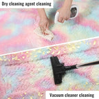 PAGISOFE 3x5 Fluffy Vibrant Rainbow Rug, Bedside Preppy Dorm Area Rug - Image 7