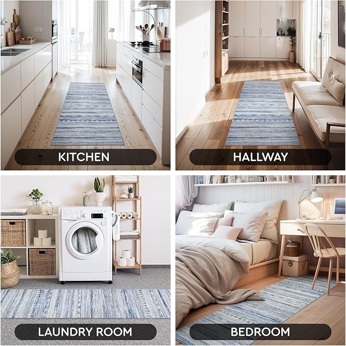 2x6 Runner Rug Machine Washable Non Slip Area Rug Distressed Neutral Moroccan - Image 7