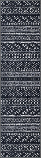 KUTA Moroccan Washable Kitchen Rug, 2x7 Non-Slip Vintage Black Boho Hallway - Image 8