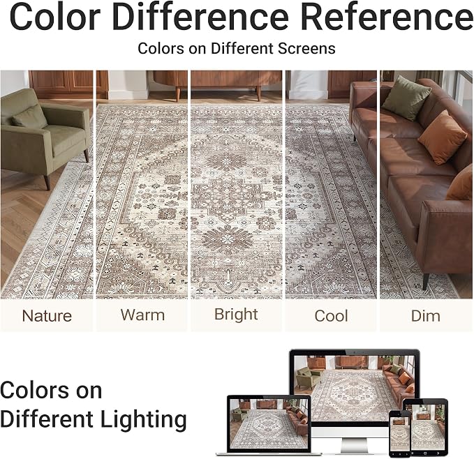 befbee 5x7 Area Rugs for Living Room, Stain Resistant Washable Rug, Non-Slip - Image 6