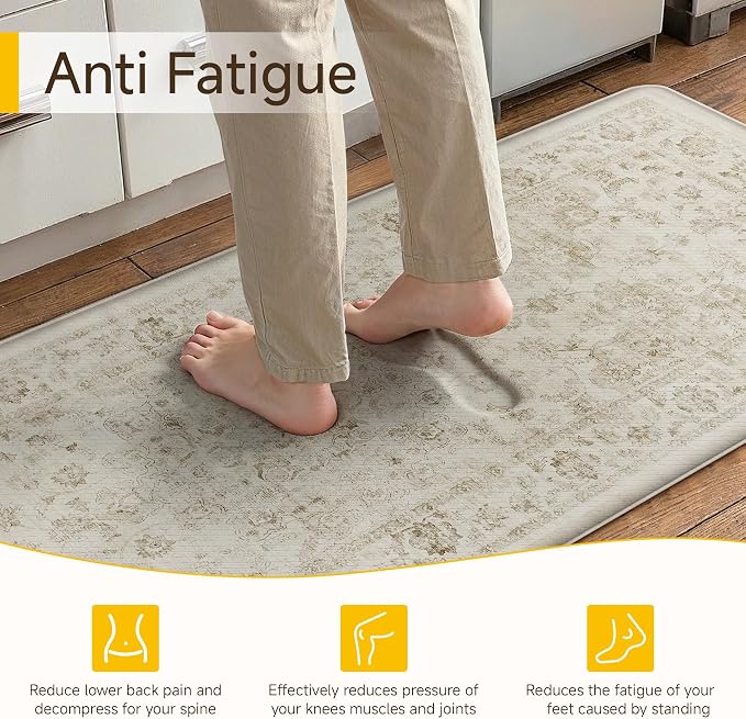 Anti Fatigue Kitchen Mats 2PCS Beige Neutral Mats - Image 2